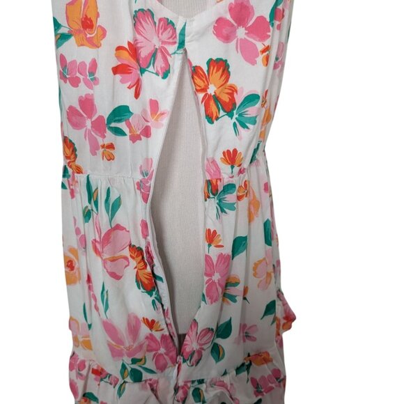 J Crew Factory Floral Midi Dress Womens Size Small White Flutter Sleeve Tiered - Picture 13 of 14